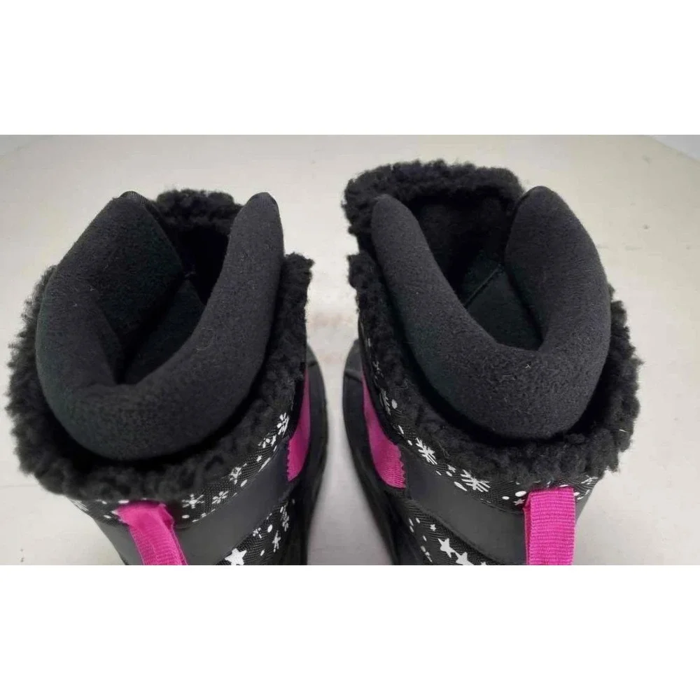 U.S. POLO ASSN. Girls Black Snowflake Winter Snow Boots Pink Size 13M NWT